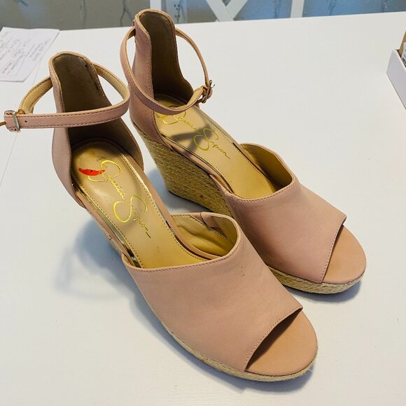 Jessica Simpson Shoes - Jessica Simpson JP Jessana Pink Blush Peep Toe Strap Wedge Shoe